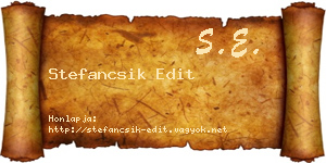 Stefancsik Edit névjegykártya